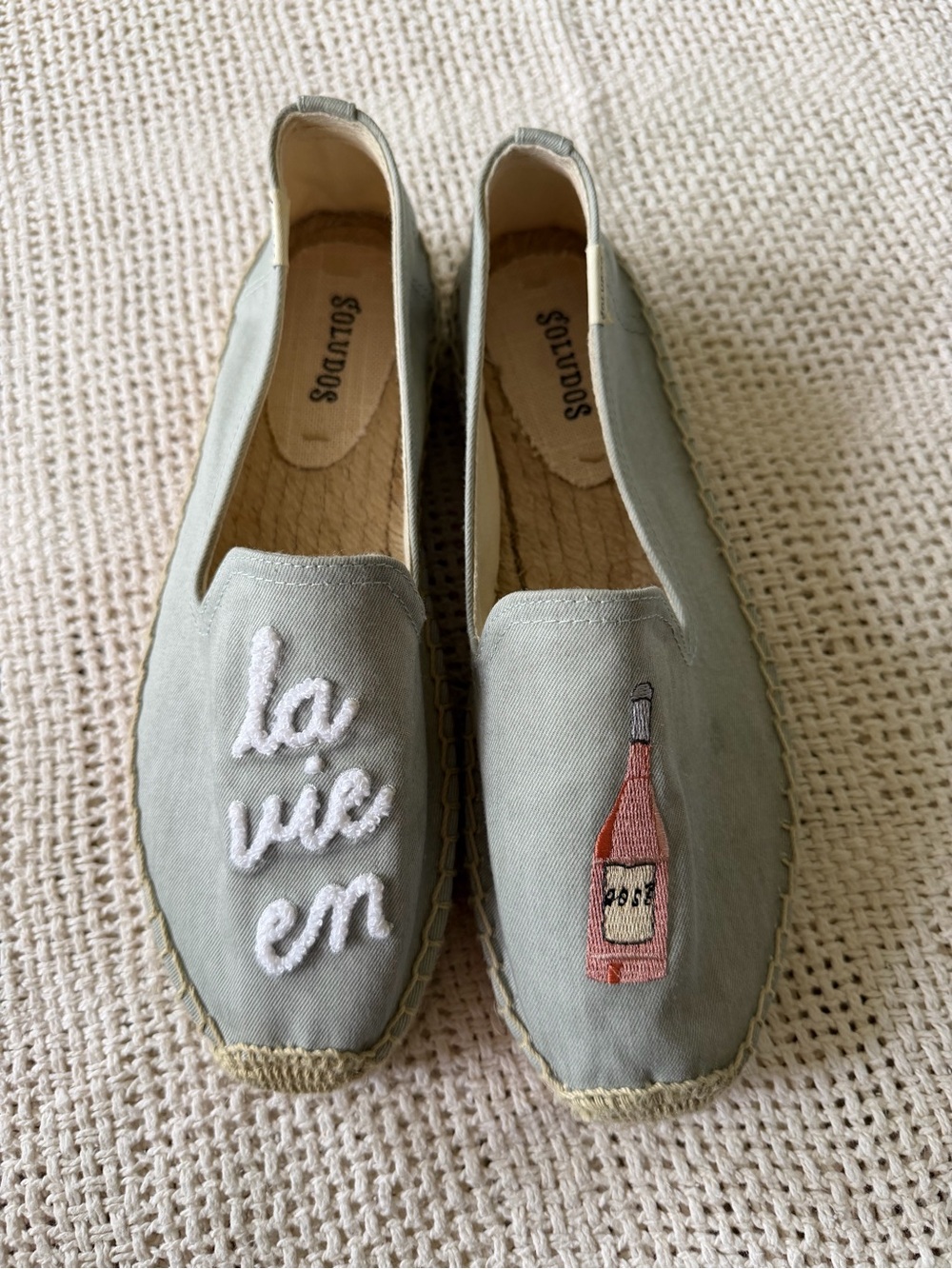 Soludos Light Blue 'La Vie En' Embroidered Espadrilles